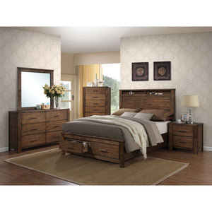 English Elm Oak 2-Drawer Nightstand with Dovetail Joints, Antique Brass Hardware, Spacious Oak Finish Storage — Nightstand for Bedroom Elegance and Durability B062P189074