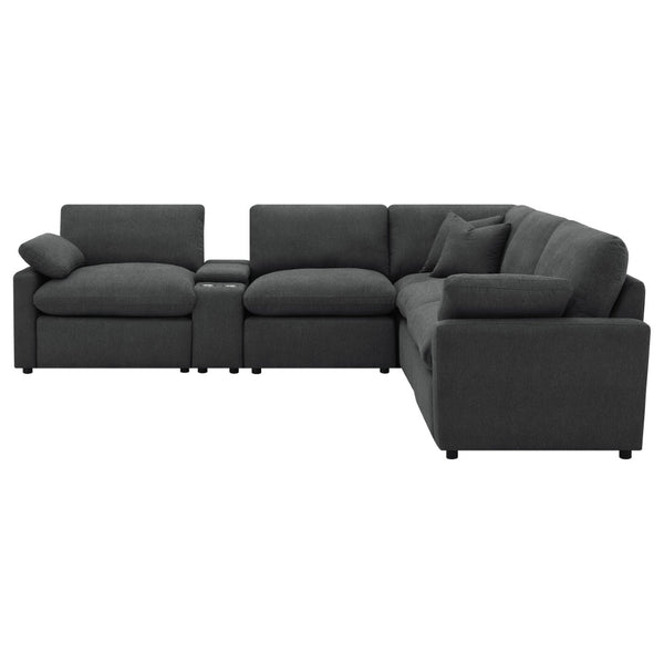English Elm Hollander Six Piece Modular Sectional with Power Recliners and Deep Cushion Seating B062S01780
