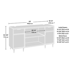 English Elm Credenza, Dark Gray finish – Spacious 65.25" storage buffet with adjustable shelves, cord management, drawers, versatile placement B356P367838