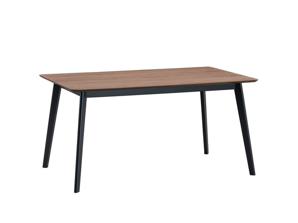 English Elm Rebi 6-Seater Walnut & Black Dining Table, 19mm Solid Veneer Top, Rubberwood Legs, 100lb Capacity B2726P281884