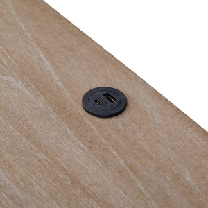 English Elm Mindi Sand Mindi Veneer Small Nightstand with USB Charging, Drawer & Shelf, Transitional Solid Wood Design B2699P360159