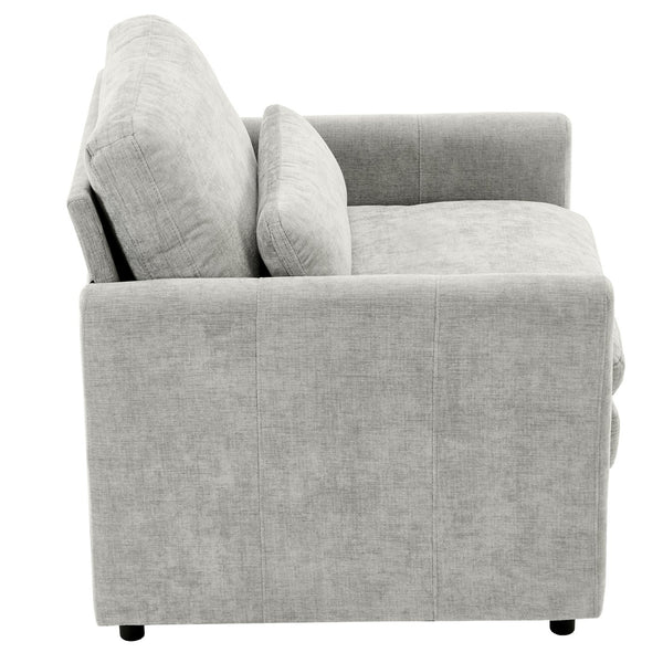 English Elm 31.9" Cozy Upholstered Armchair with Chenille Fabric, Double-Layer Cushions & Lumbar Support LIGHT GREY N719P251495R