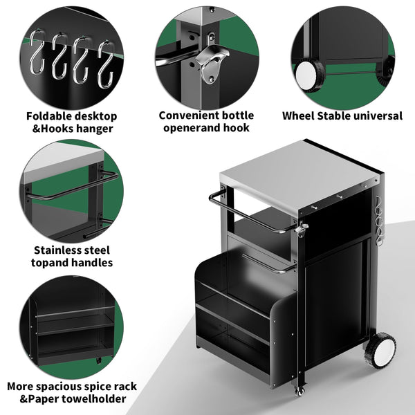 English Elm Outdoor Grill Cart With Storage – Versatile Bbq Kitchen Island, Mobile Prep Station, Weather-Resistant T3210P391495