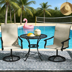 English Elm High Back Swivel Outdoor Patio Chairs with Breathable Mesh and Powder Coated Steel Frame T3971P444463
