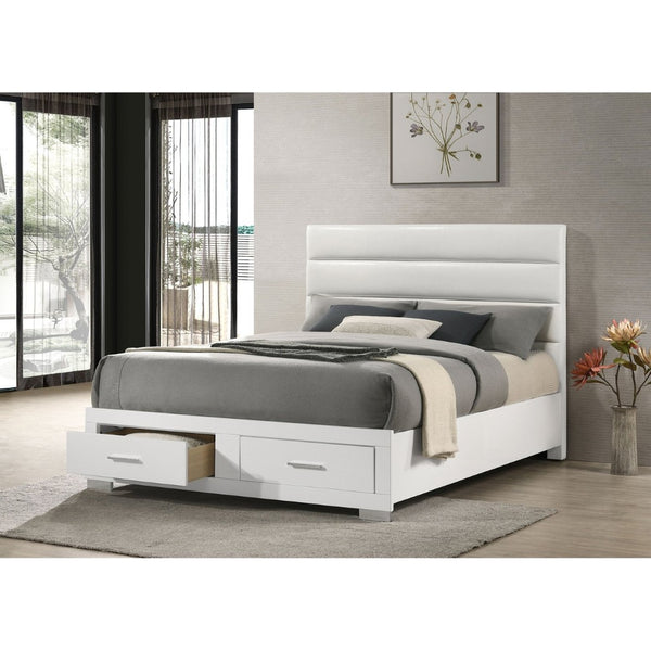 English Elm Dulcey Faux Leather Tufted Queen Platform Bed with Storage Drawers Gloss Finish B062S01505