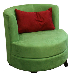 English Elm 30.5" Retro-Inspired Green Accent Chair with Red Pillow, Cushioned Comfort & Dark Brown Legs, Stylish B072116443