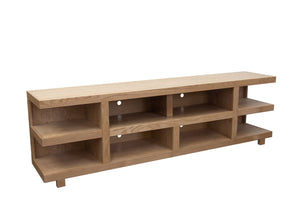 English Elm Laurel Canyon 85" Tv Stand For Tvs Up To 95", Fully Assembled, Rustic Oak Finish, Open Shelving Design B108P292267