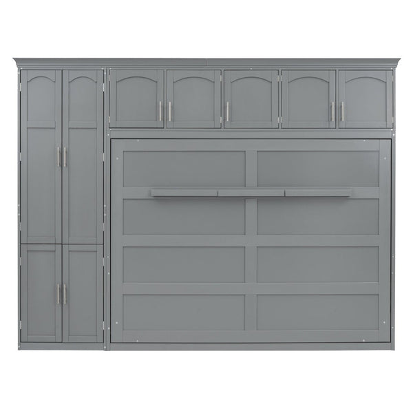 English Elm Queen Murphy Wall Bed with Integrated Wardrobe and Drawers for Studio Spaces LP000876AAE-1