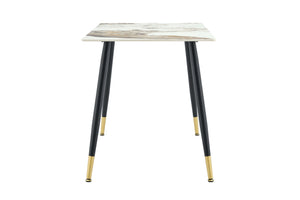 English Elm Modern Sintered Stone Rectangular Dining Table with Metal Legs for Four Seats Light Beige W3493S00013