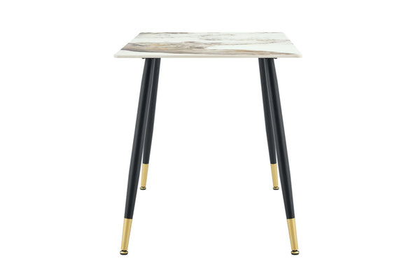 English Elm Modern Sintered Stone Rectangular Dining Table with Metal Legs for Four Seats Light Beige W3493S00013