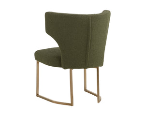 Sunpan Willowdale Dining Chair - Elegant Copenhagen Olive Fabric & Gold Stainless Steel for Sophisticated Style