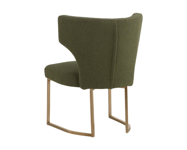 Sunpan Willowdale Dining Chair - Elegant Copenhagen Olive Fabric & Gold Stainless Steel for Sophisticated Style