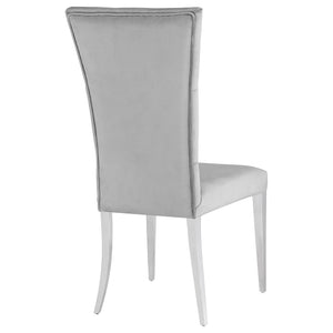 English Elm Allessandra Tufted Back Armless Dining Chair with Polished Chrome Legs — Modern Elegant Comfort, Durable Support Grey B062P333479