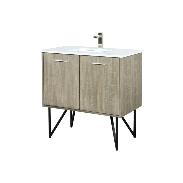 English Elm Rustic Acacia Bath Vanity With Cultured Marble Top, Soft-Close Doors & Brushed Nickel Faucet Set B2731P259680-GIGA
