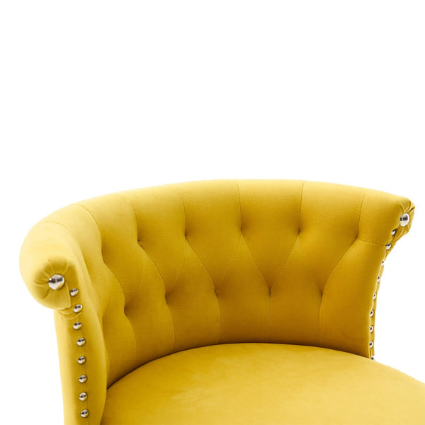 English Elm COOLMORE Velvet Bar Stool with Anti-Slip Large Base, Adjustable 360° Swivel, Plush Foam Comfort Yellow W1539P320508