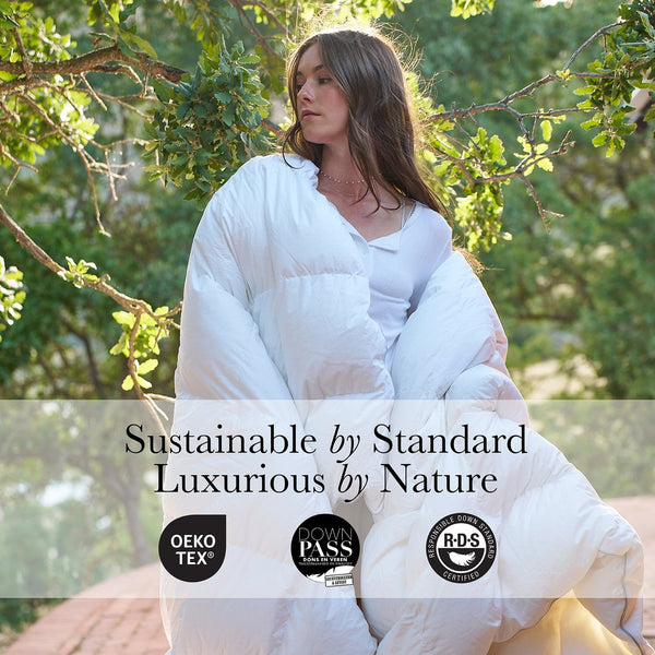 JLA Home Harbor House - 100% Goose Down Comforter with 400TC Cotton Sateen Shell, Baffle-Box Quilt, Breathable Year-Round Luxury 94 L x 90 W x 2H HHD10-1915