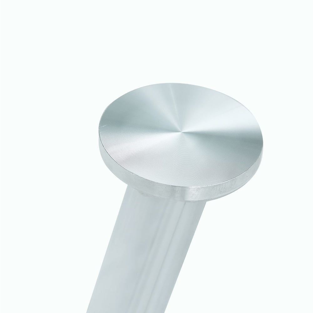 English Elm Table And Chair Set - Modern 38.6" Round Glass Dining Table With 4 Stylish Pu Chairs - Silver Legs W1151S03825-GIGA