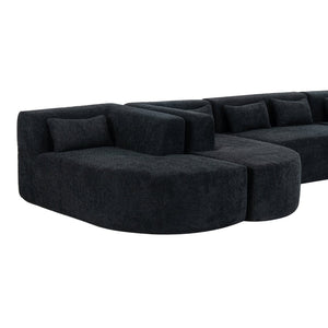 English Elm Upholstered Boucle Sofa with Lumbar Pillow Pocket Spring Seating for Living Room Black N719P250551B