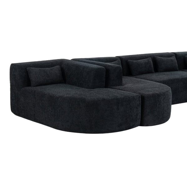 English Elm Upholstered Boucle Sofa with Lumbar Pillow Pocket Spring Seating for Living Room Black N719P250551B