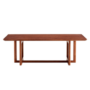 English Elm Chinese Walnut Imitation Rattan Coffee Table Rectangular Rubberwood Low Tea Table — Compact Chic, Easy Assembly, Durable Style W1512P380701