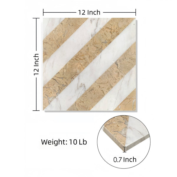 English Elm 12*12 Waterjet Marble Tiles - Luxurious White & Gold Natural Stone For Elegant Floors & Walls W1696P262344
