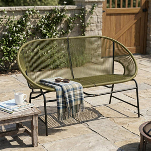 English Elm Condessa Outdoor Pe Rattan Loveseat Iron Frame Weather Resistant Patio Seating Green N775P423051G