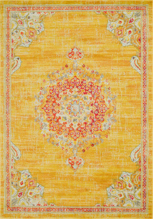 Unique Loom Penrose Alexis Machine Made Medallion Rug Gold, Brown/Gray/Ivory/Light Blue/Orange/Red 9' 10" x 13' 11"
