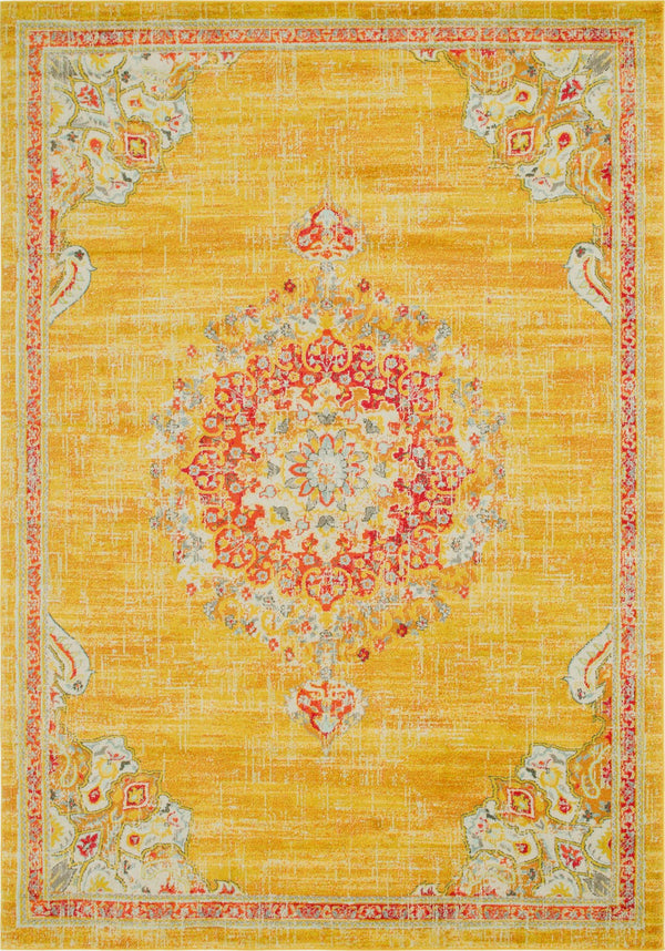 Unique Loom Penrose Alexis Machine Made Medallion Rug Gold, Brown/Gray/Ivory/Light Blue/Orange/Red 9' 10" x 13' 11"