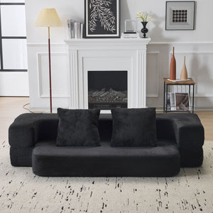 English Elm Ebern Designs Transformable Sectional Sofa Bed - Compact Chenille Lounger For Small Spaces & Flexibility W1829P280220