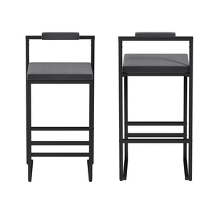 English Elm Bar Velvet Counter Height Bar Stools Set of 2 – Plush Gray Velvet, Matte Black Frame, 25.6" Seat W1757P310421