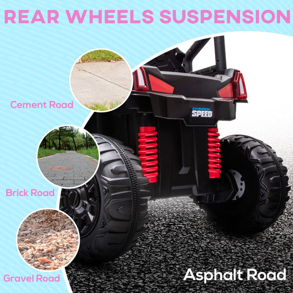 English Elm Aosom 12v Electric Kids Ride on Utv with Remote Control Suspension and Music System W2225P229348