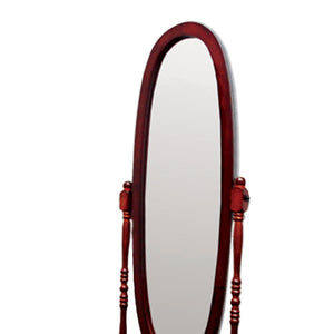 English Elm 59.25" Tall Standing Wooden Floor Mirror with Elegant Oval Cheval Frame, Adjustable Tilt and Classic Finish Cherry B072115936