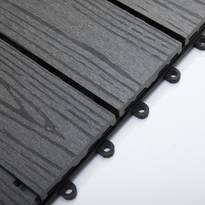 English Elm Outsunny Composite Interlocking Patio Tiles Wood Look Outdoor Flooring for Balcony Porch W2225P174539