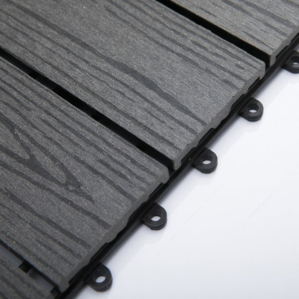 English Elm Outsunny Composite Interlocking Patio Tiles Wood Look Outdoor Flooring for Balcony Porch W2225P174539