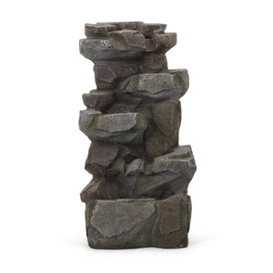 English Elm Christopher Knight Home® - APACHE 4 Tier Fountain Stone Gray - Faux Stone Waterfall with LED Lights, Weather-Resistant 34" 71794.00SGRY