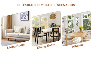 English Elm Modern Minimalist Black Dining Chairs Set of 6 — Waterproof PU Upholstered Spoon Seats, Sturdy Metal Legs, Non-Slip W1151P353621