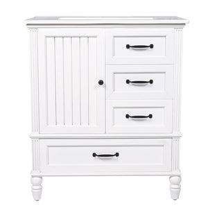 English Elm Christopher Knight Home® - 30" Bathroom Vanity with Ceramic Sink, Acacia & MDF Cabinet, Soft-Close Door & Drawers White N759P346895K