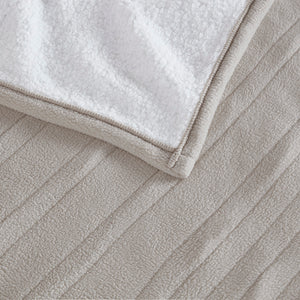 JLA Home Serta - Heated Serta Plush Fleece & Sherpa Blanket with 10 Heat Settings, Timer, Machine Washable, 5-Year Warranty Tan ST54-0110