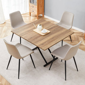 English Elm Table and Chair Set Adjustable Height Mdf Wood Grain Top with Four Pu Seats W1151S03996