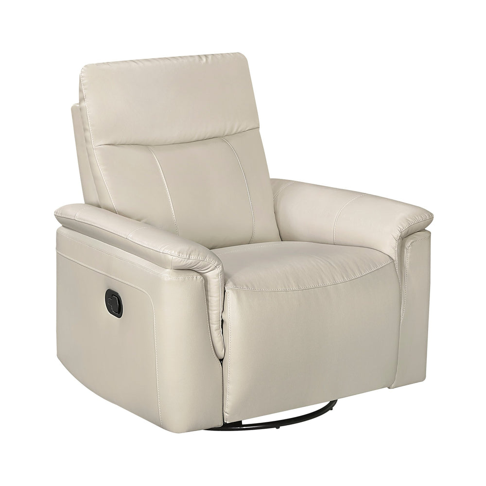 English Elm Luxury Premium Leather Recliner with 360° Swivel, Gentle Glide, High-Density Foam & Pocket Coils taupe 36 L x 30.5 W x 26 H B011P395827