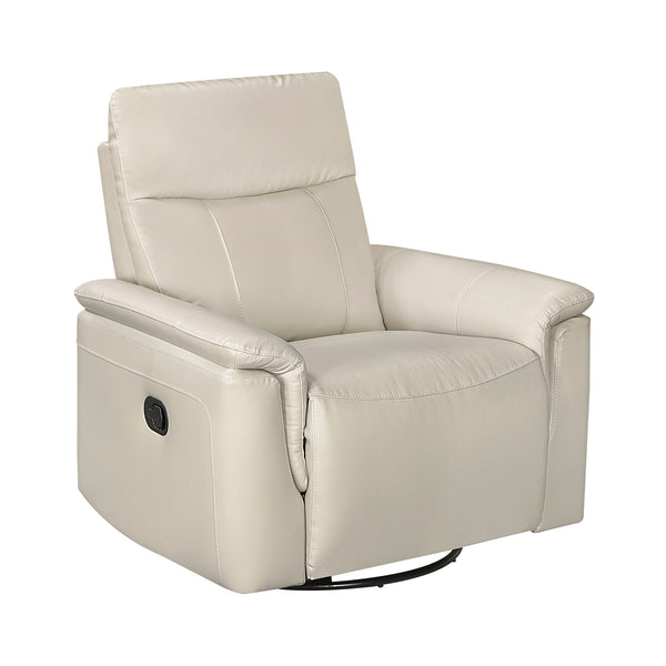English Elm Luxury Premium Leather Recliner with 360° Swivel, Gentle Glide, High-Density Foam & Pocket Coils taupe 36 L x 30.5 W x 26 H B011P395827