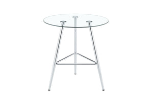 English Elm 36 Inch Round Glass Top Bar Table Chrome Tripod Base Modern Bistro Pub Style W3493P452043