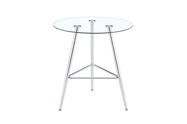 English Elm 36 Inch Round Glass Top Bar Table Chrome Tripod Base Modern Bistro Pub Style W3493P452043