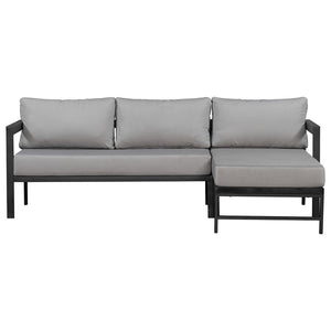 English Elm U_style Outdoor L-shaped Sectional Iron Frame Patio Sofa with Thick Foam Cushions Gray WY000480AAE