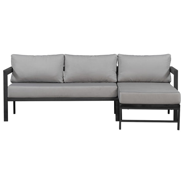 English Elm U_style Outdoor L-shaped Sectional Iron Frame Patio Sofa with Thick Foam Cushions Gray WY000480AAE