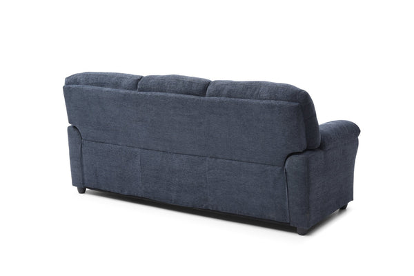 English Elm Hamilton Tufted Chenille Sofa with Nailhead Trim, Foam-Encased Coil Support and Removable Back Cushions Blue 33 L x 80 W x 23 H B078P349532