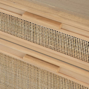 English Elm 27.5x18x26" Stanislaw Bedside Table - Light Pine Veneer, Caned Drawer Insets, Coastal Boho Mid-Century Charm W2078P179285