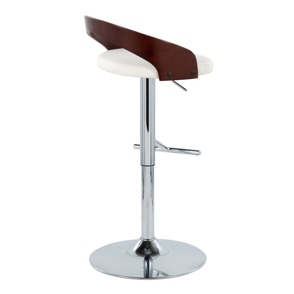 English Elm Grotto Mid-Century Barstool Set of 2 — Adjustable Swivel Faux Leather Seats, Chrome T-Footrest, Cherry B202S00925