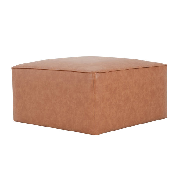 English Elm Christopher Knight Home® - Square PU Leather Ottoman with Pocket Coil Comfort, Dense Foam Padding & Modern Minimalist Style Brown+Tan N757P180768T