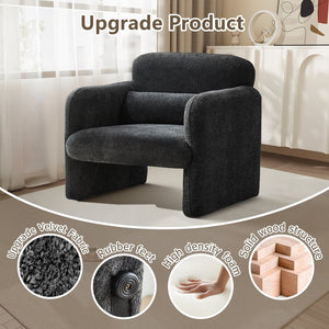 English Elm Best-selling Boucle Cloud Chair Curved Plush Upholstered Armchair with Lumbar Pillow Included Antique Dark Grey W1765P334057